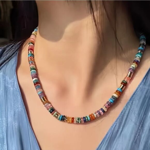 New! Handmade Boho Natural Gemstone Necklaces - Picture 5 of 13